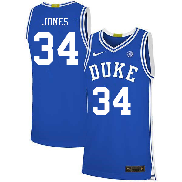 Men #34 Bates Jones Duke Blue Devils College Basketball Jerseys Sale-Blue
